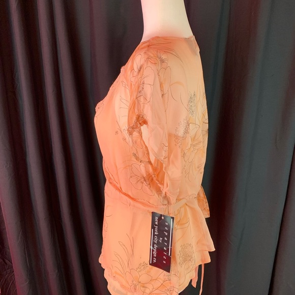 Separates peach floral sheer shirt with tank size XL - Picture 2 of 6
